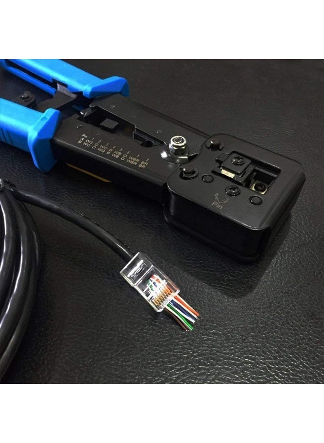 موثوقية التنبؤ أداة تجعيد RJ45 أداة تجعيد إيثرنت لموصلات Cat6 Cat5 Cat5e RJ45 Pass Through وموصلات RJ12 Ends تأتي مع 50 قطعة من موصلات RJ45 Cat6 - Image 5